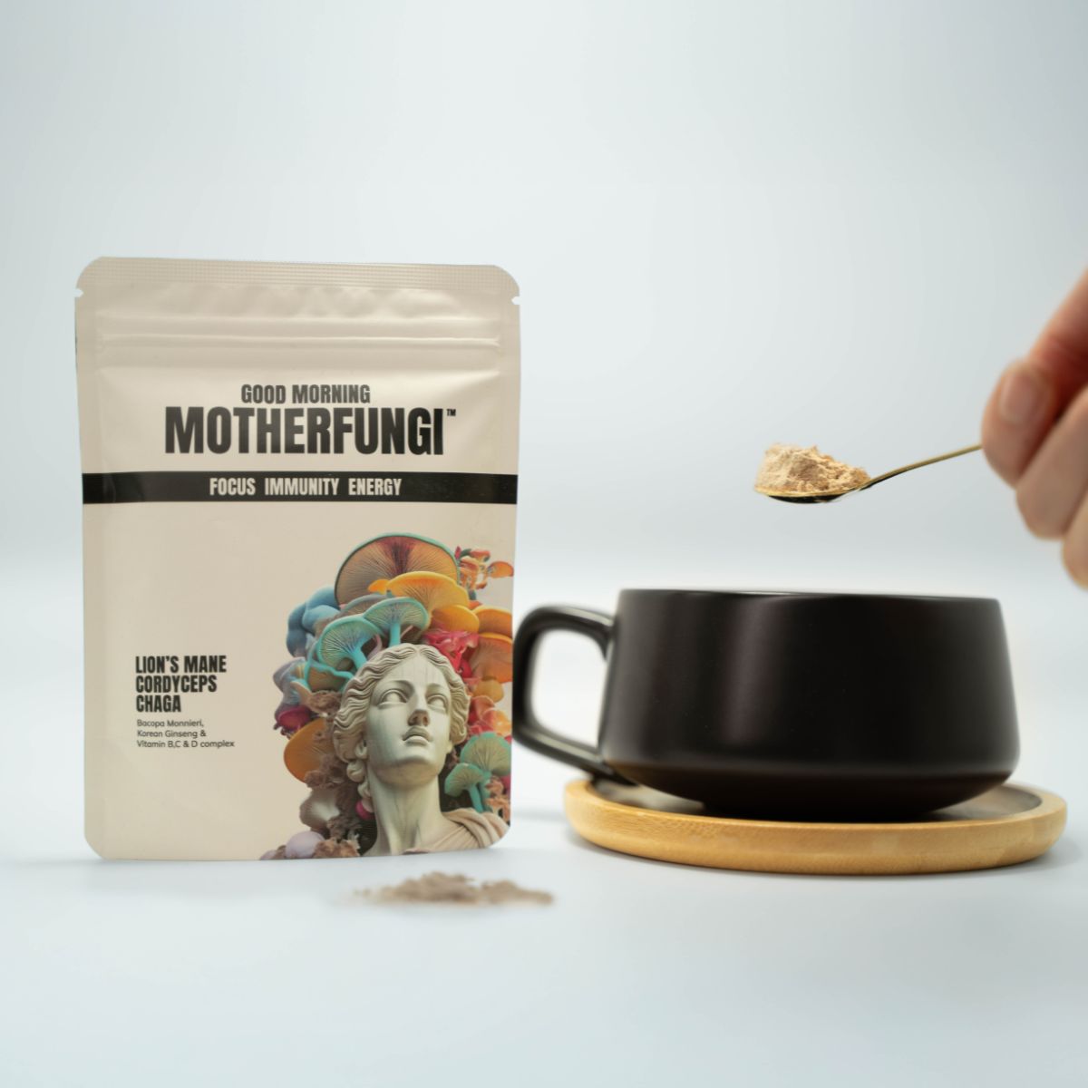 GOOD MORNING MOTHERFUNGI® functional mushroom blend — fruiting body extracts, no filler